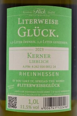 Weinhaus Flick - KERNER Lieblich Literweise Glück 11 Weinhaus Flick - KERNER Lieblich Literweise Glück -Der Schnapsstodl Verkäufe 23FlickKerner3
