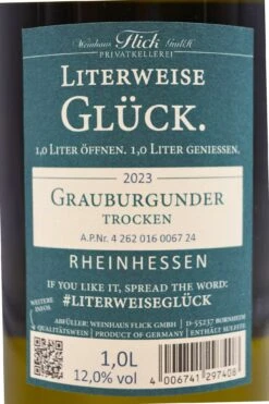 Weinhaus Flick - GRAUER BURGUNDER Literweise Glück 2023 -Der Schnapsstodl Verkäufe Flick23GrauerBurgunde3