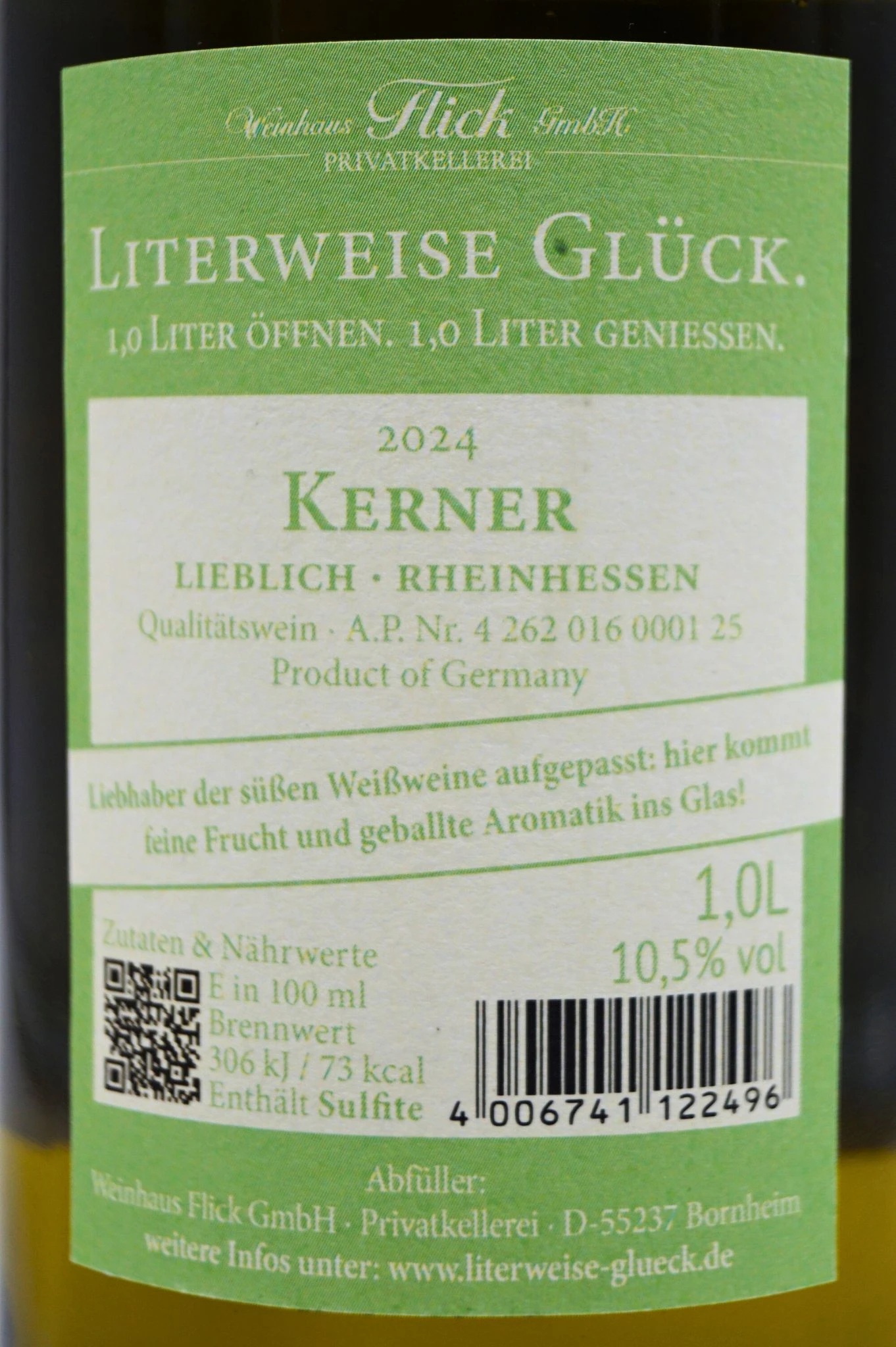 Weinhaus Flick - KERNER Lieblich Literweise Glück 6 Weinhaus Flick - KERNER Lieblich Literweise Glück – Bild 6
