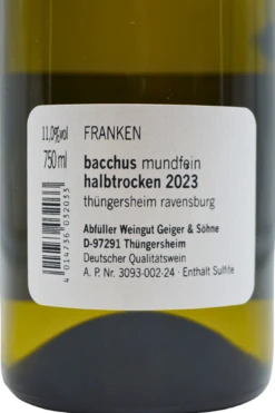 Geiger & Söhne - Bacchus Mundfein Halbtrocken 2023 -Der Schnapsstodl Verkäufe GSMFBacchus3