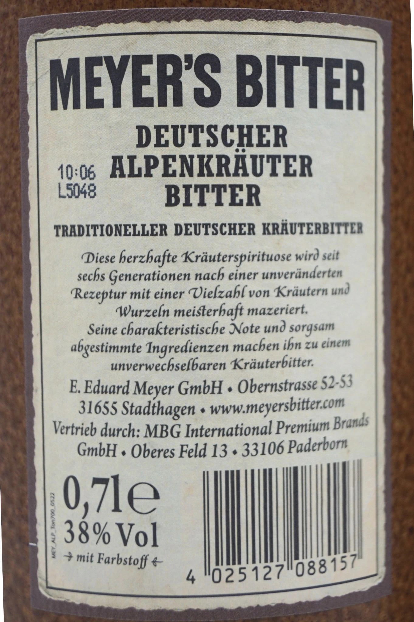 Meyers Bitter - Deutsche Alpenkräuter Likör 4 Meyers Bitter - Deutsche Alpenkräuter Likör – Bild 4