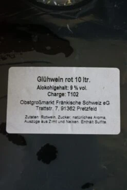Kelterei Pretzfeld - Glühwein Rot Bag In Box 10 Liter -Der Schnapsstodl Verkäufe Pretzfelder10LBIBGlhweinRot 1