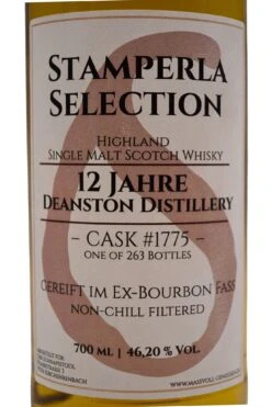 Stamperla - 12 Jahre Deanston Ex-Bourbon Fass Cask #1775 Highland Single Malt Whisky -Der Schnapsstodl Verkäufe Stamperla462C2Deanston1775Whisky2