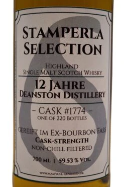 Stamperla - 12 Jahre Deanston Ex-Bourbon Fass Cask #1774 Cask-Strength Highland Single Malt Whisky 7 Stamperla - 12 Jahre Deanston Ex-Bourbon Fass Cask #1774 Cask-Strength Highland Single Malt Whisky -Der Schnapsstodl Verkäufe Stamperla592C53Deanston1774Whisky2