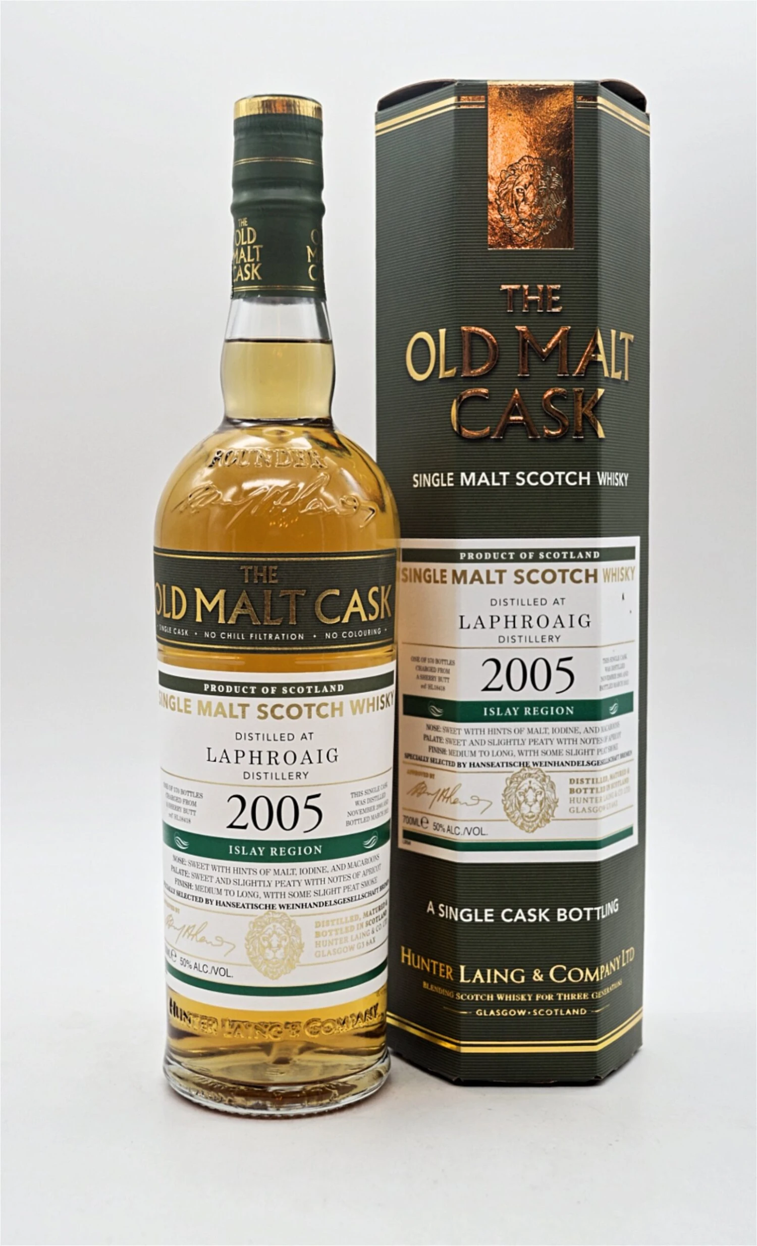 Hunter Laing - 15 Jahre Laphroaig 2005/2021 Old Malt Cask Manzanilla Sherry Cask Finish Single Malt Scotch Whisky 1 Hunter Laing - 15 Jahre Laphroaig 2005/2021 Old Malt Cask Manzanilla Sherry Cask Finish Single Malt Scotch Whisky
